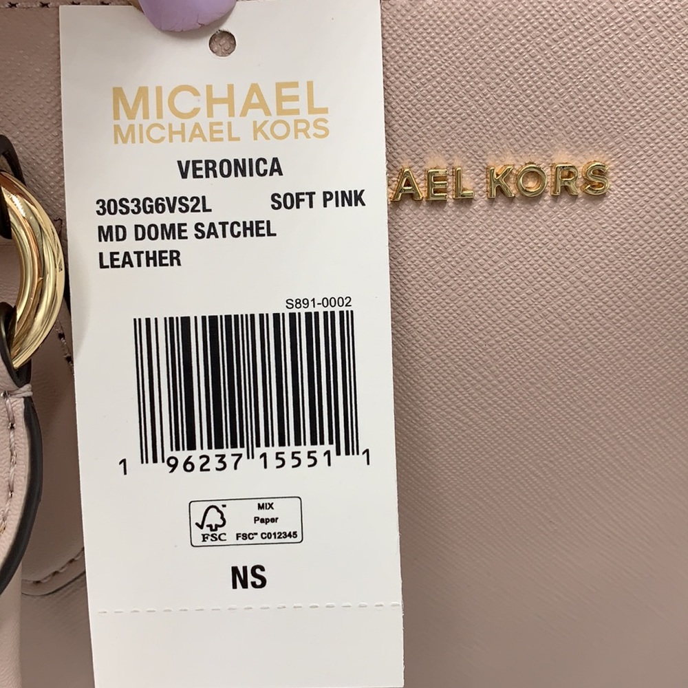 MICHAEL KORS VERONICA MEDIUM DOME Saffiano Leather SATCHEL SOFT PINK COL… - Picture 16 of 16